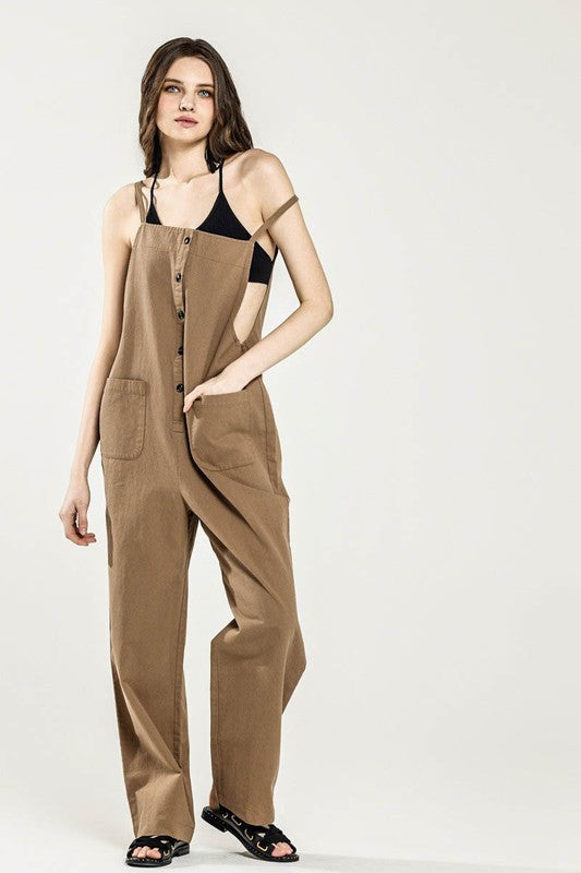Noflik Plus Sleeveless Overall Jumpsuit – Chic Button Down Style
