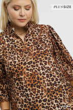 Leopard Print Ruffle Neck Blouse – Chic Statement Top for Day or Night