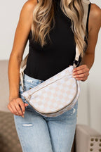 Aili’s Corner Olivia Checkered Crossbody – Trendy Nylon Foldover Bag