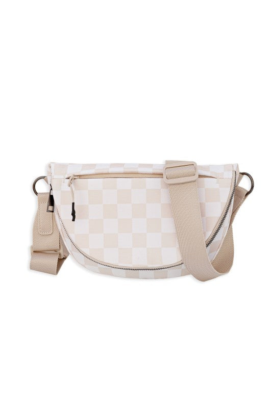 Aili’s Corner Olivia Checkered Crossbody – Trendy Nylon Foldover Bag