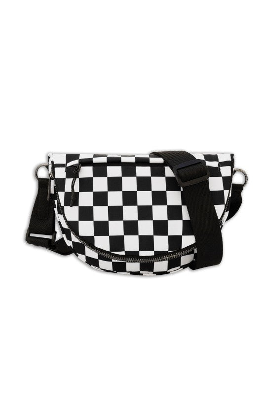 Aili’s Corner Olivia Checkered Crossbody – Trendy Nylon Foldover Bag