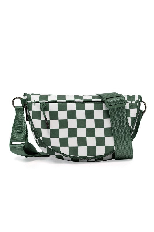 Aili’s Corner Olivia Checkered Crossbody – Trendy Nylon Foldover Bag
