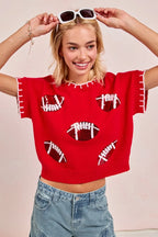 Gameday Sequin Football Sweater – Sporty, Cozy & Eye-Catching Style