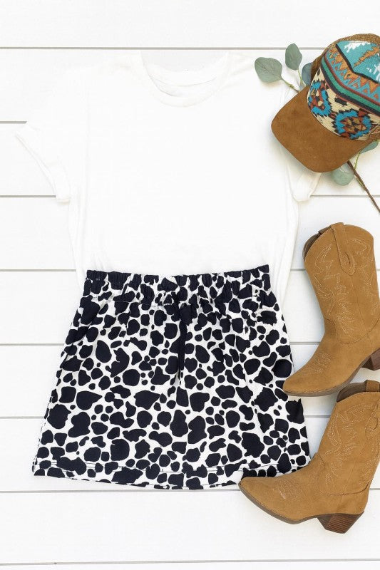 The Lainey Cow Print Jogger Skirt – Trendy Comfort with Western Flair