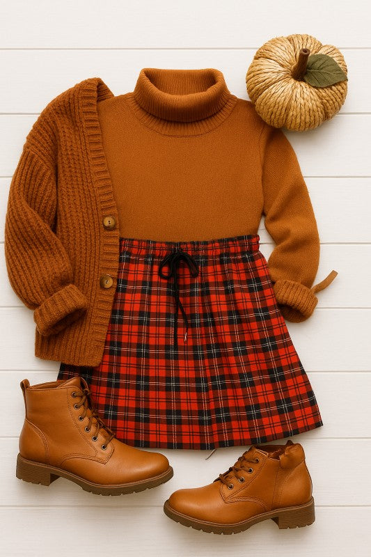 The Helena Red Plaid Jogger Skirt – Cozy Casual with Festive Flair