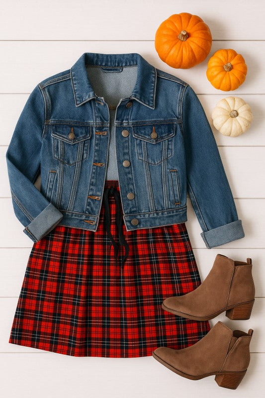 The Helena Red Plaid Jogger Skirt – Cozy Casual with Festive Flair