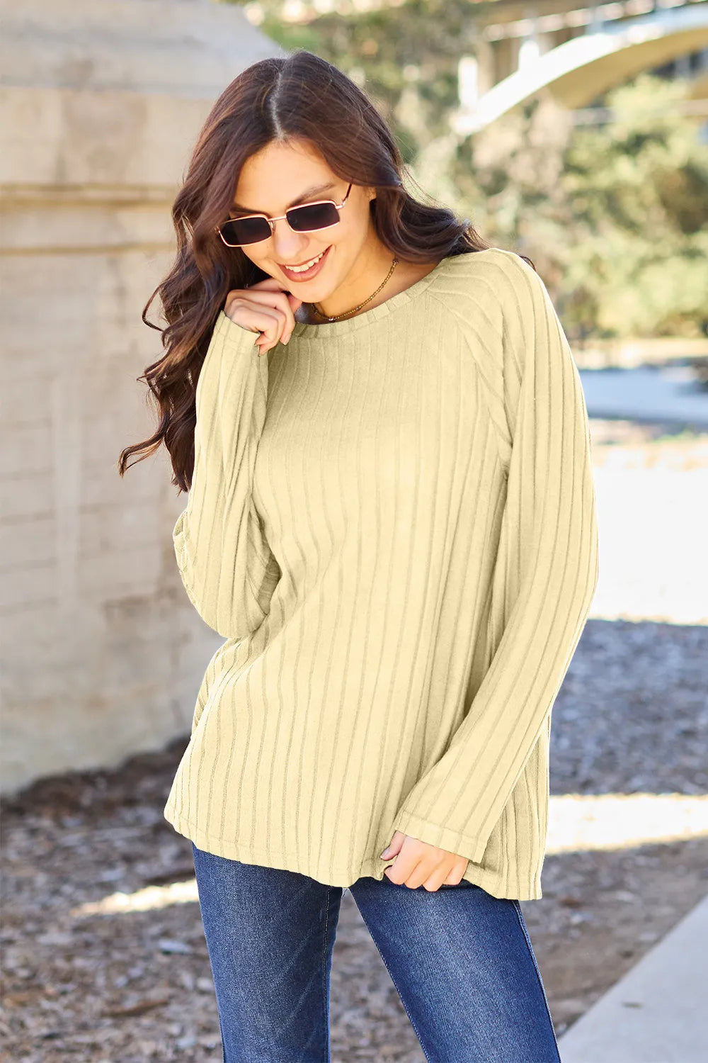 Ribbed Round Neck Knit Top – Cozy, Classic & Versatile