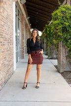 The Helena Red Plaid Jogger Skirt – Cozy Casual with Festive Flair