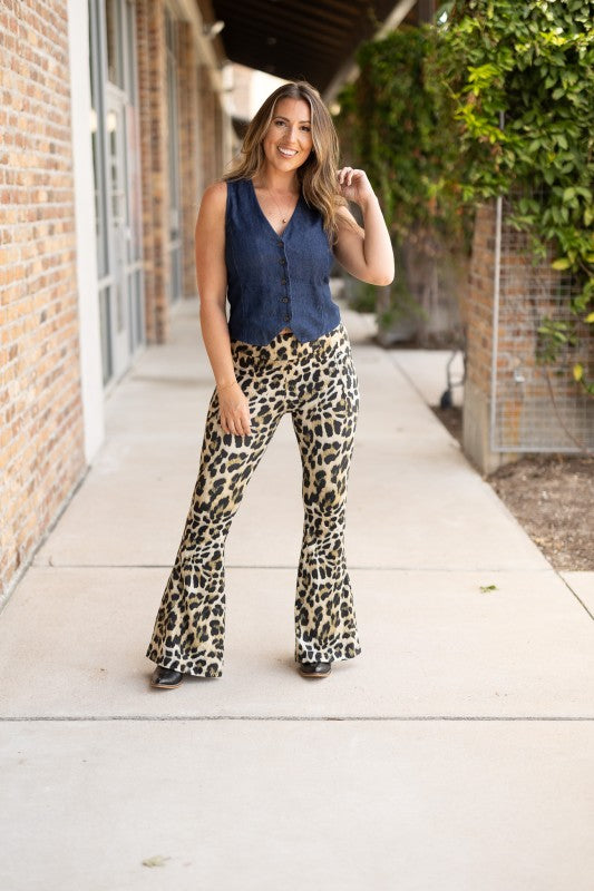 The Francesca Leopard Super Flares – Bold Wild Statement Denim
