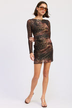 Emory Park Mini Mesh Dress – Open Back Animal Print Chic Style