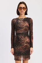 Emory Park Mini Mesh Dress – Open Back Animal Print Chic Style