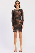 Emory Park Mini Mesh Dress – Open Back Animal Print Chic Style