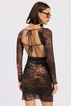 Emory Park Mini Mesh Dress – Open Back Animal Print Chic Style