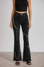 Bootcut Jeans with Chain & Star Embellishments – Trendy Statement Denim