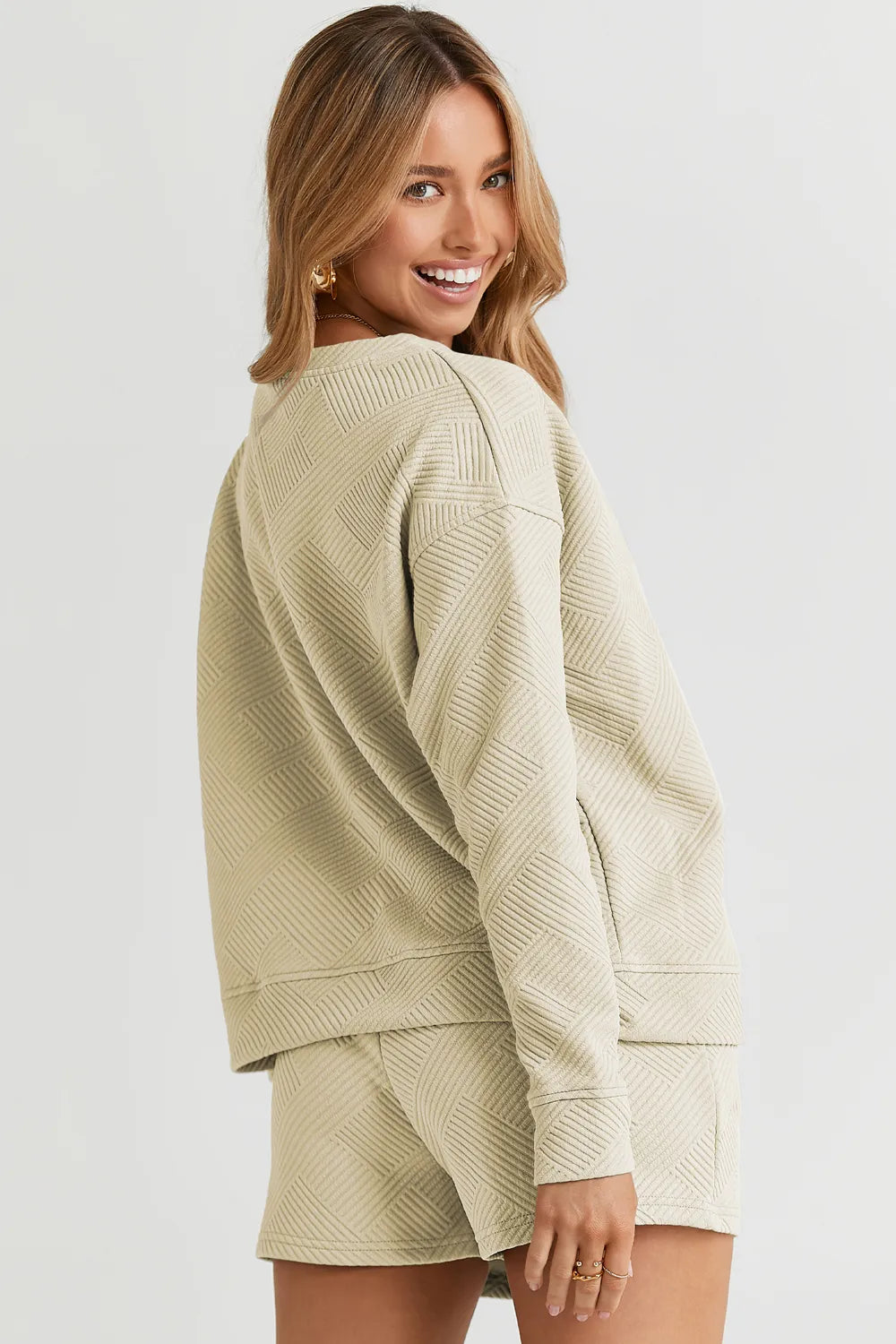 Textured Long Sleeve Top & Shorts Set – Comfy, Stylish & Versatile