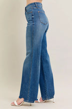 Judy Blue High Waist Tummy Control Wide Jeans – Chew Hem Destroyed