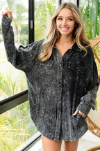 Oversized Distressed Denim Jacket – Vintage Wash & Raw Hem Style