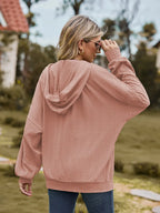 Zip Up Drawstring Long Sleeve Hooded Jacket – Casual Lightweight Layer
