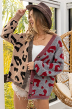 Leopard Color Block Button-Down Cardigan – Trendy & Cozy Layer