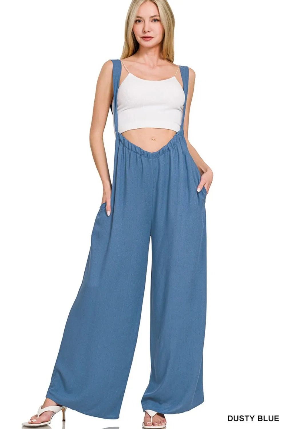 Woven Suspender Jumpsuit – Tie Back, Chic Fit & Trendy Style