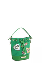Red Bucket Crossbody Bag with Patches – Playful Street-Style Purse