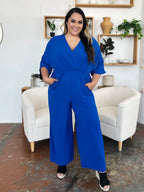 Surplice Wide Leg Jumpsuit with Pockets – Flattering, Chic & Comfy