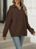 Johnny Collar Long Sleeve Sweatshirt – Casual Chic & Cozy