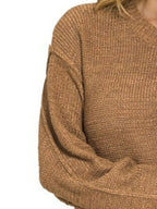 Exposed Seam Round Neck Sweater Trendy & Cozy Everyday Style