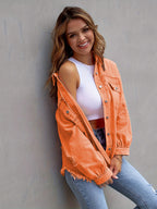 Distressed Drop Shoulder Denim Jacket – Casual Oversized Style