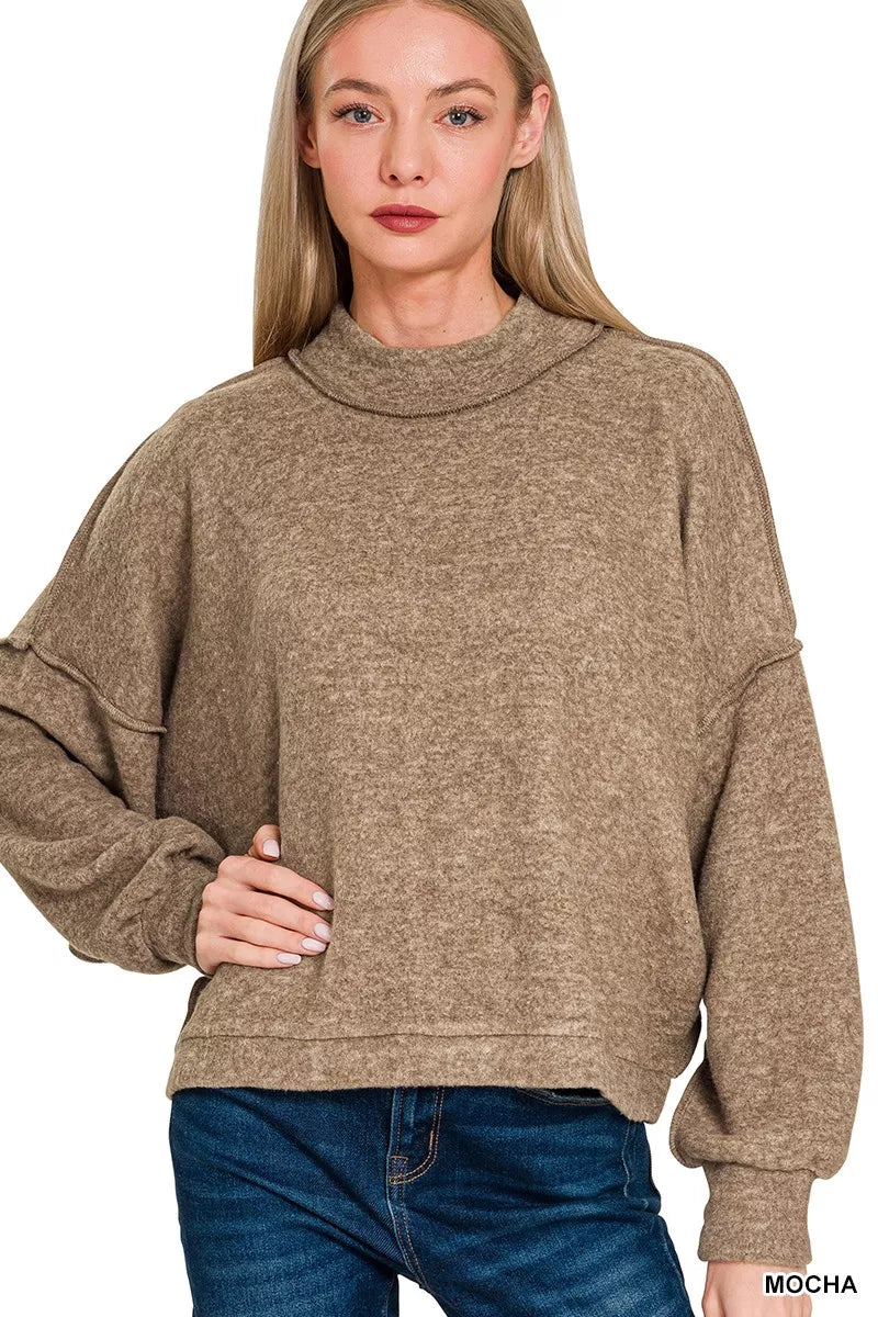 Zenana Brushed Melange Hacci Cropped Sweater – Soft, Cozy & On-Trend Style