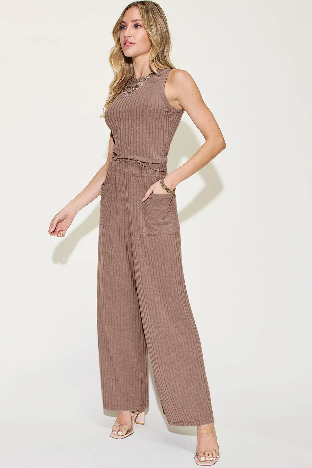 Ribbed Tank & Wide Leg Pants Set – Chic, Comfy & Effortless