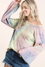 Tie-Dye French Terry Sweatshirt with Bubble Sleeves | Cozy Women’s Pullover