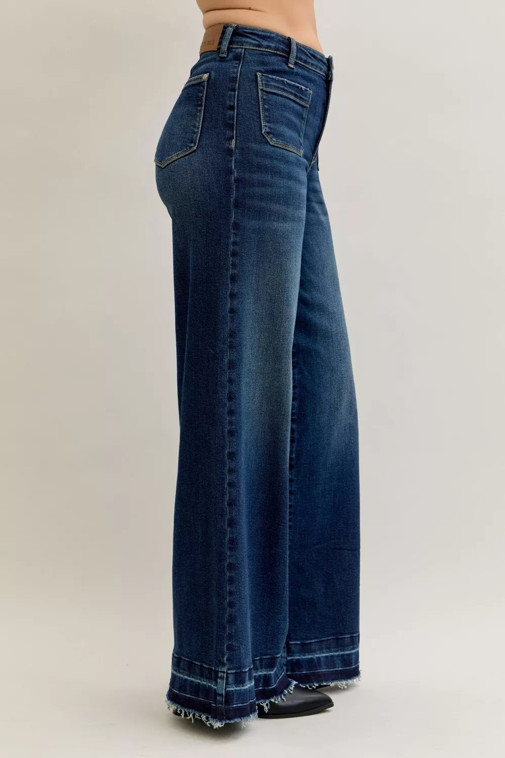 Judy Blue High Waist Palazzo Jeans – Trendy Patch Pocket Style