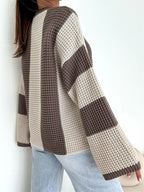 Color Block Long Sleeve Sweater – Trendy Casual Knitwear