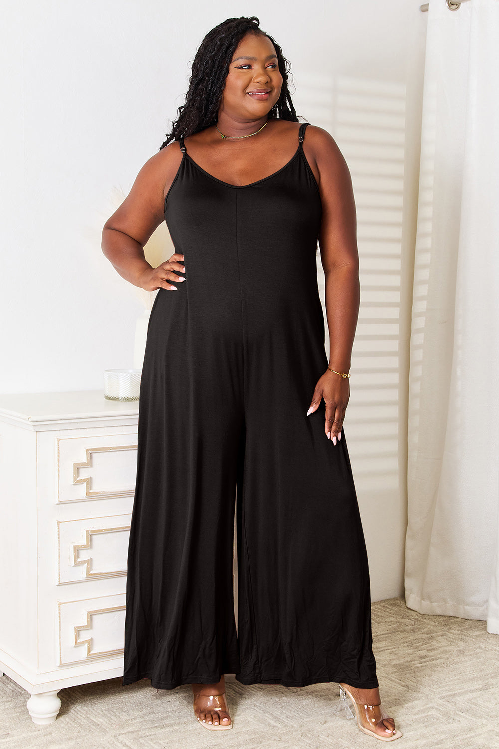 Spaghetti Strap Tied Wide-Leg Jumpsuit – Chic & Flattering Style