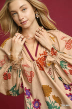 Umgee Floral Print Flounce Sleeve Blouse – Feminine, Chic & Effortless Style