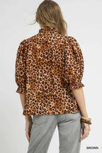 Leopard Print Ruffle Neck Blouse – Chic Statement Top for Day or Night