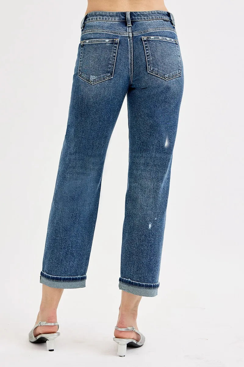 Relaxed Straight Crop Jeans – Vintage Medium Blue Everyday Denim