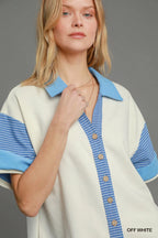French Terry Collared Colorblock Romper – Chic Casual Loungewear