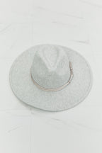 Light Grey Fedora Hat with Faux Leather Knot – Unisex & Adjustable