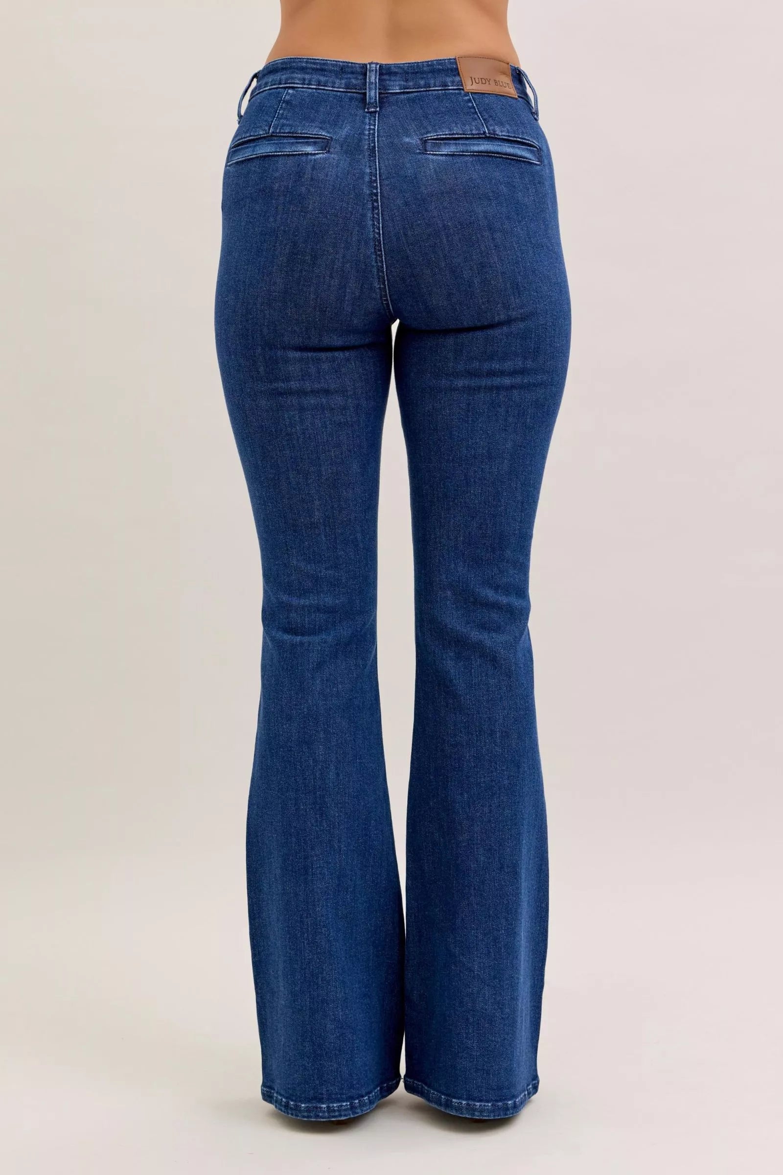 Judy Blue High Waist Flare Jeans – Retro Style with Patch Pockets