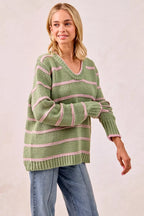 BiBi Striped Long Sleeve Sweater – Classic Cozy Everyday Style