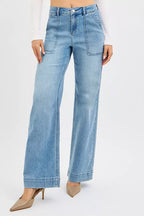 Risen Women's High Rise Straight Leg Plus Jeans with Pockets