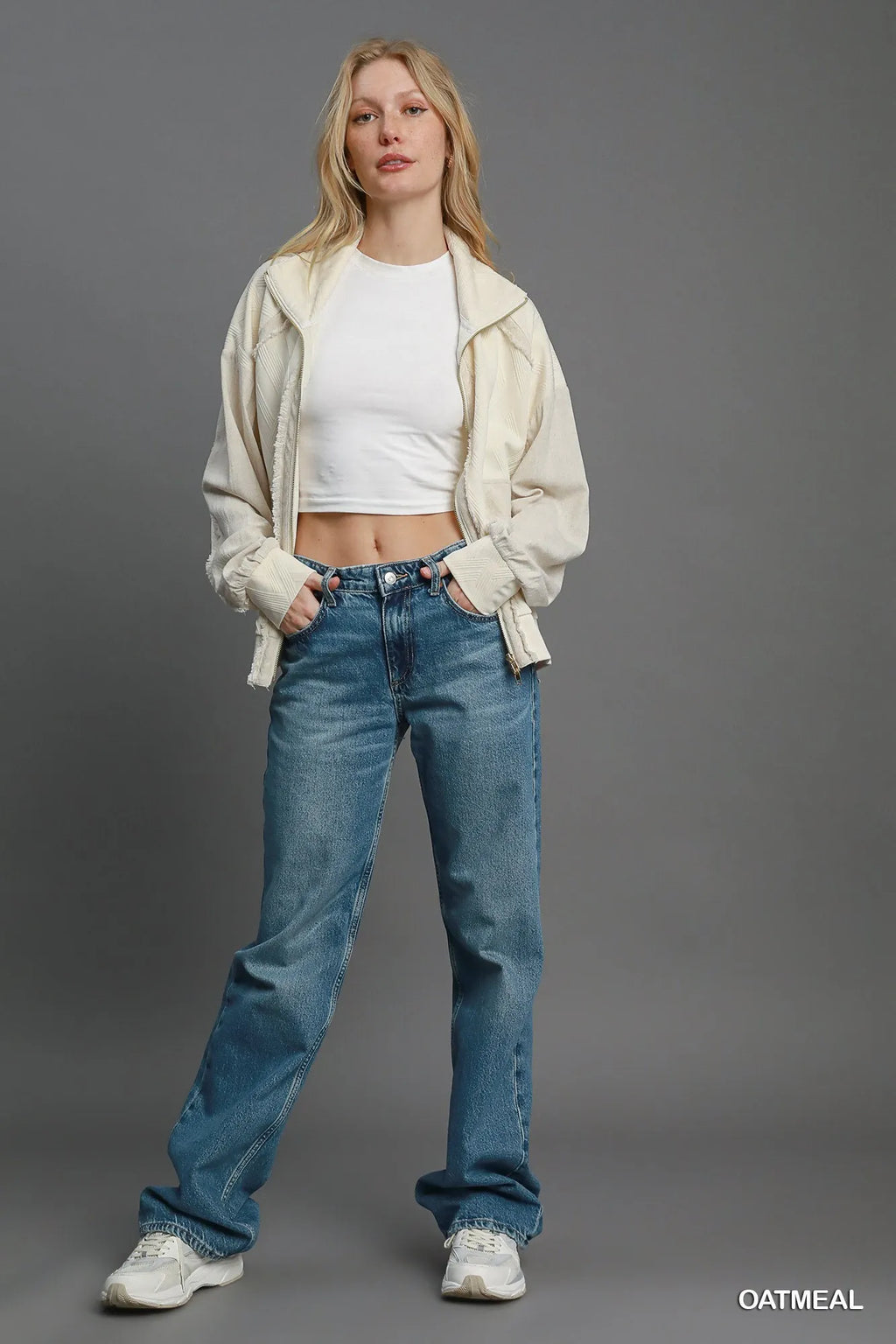 Jacquard Jacket – Linen Blend Textured Zip-Up for Modern Style