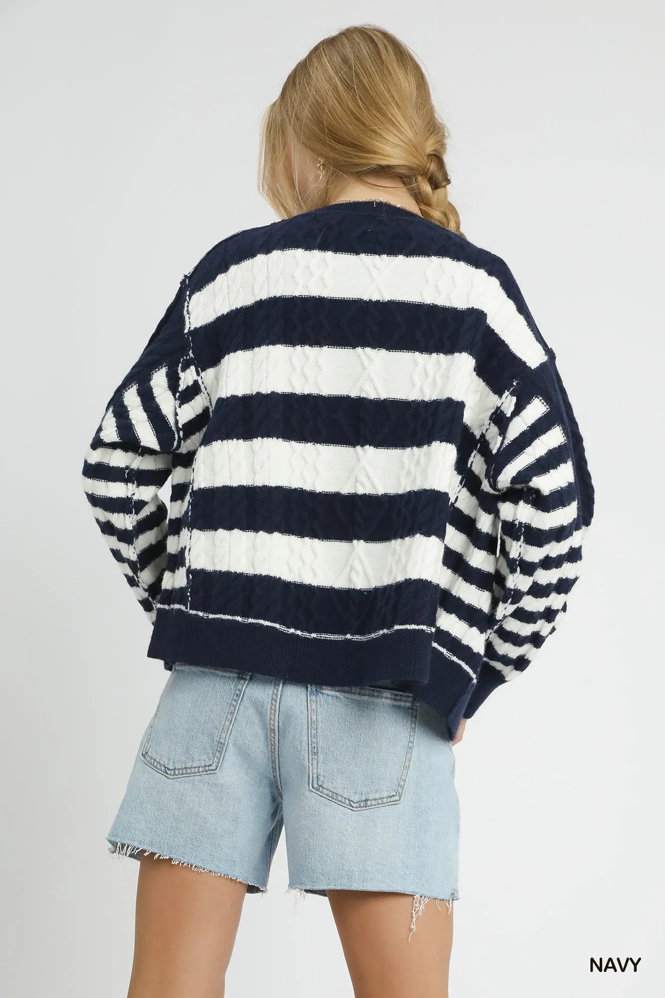 Cable-Knit Stripe Button-Up Cardigan – Cozy Classic with Modern Twist
