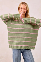 BiBi Striped Long Sleeve Sweater – Classic Cozy Everyday Style