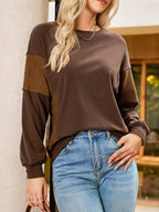 Striped Round Neck Long Sleeve Sweatshirt – Casual Cozy Style