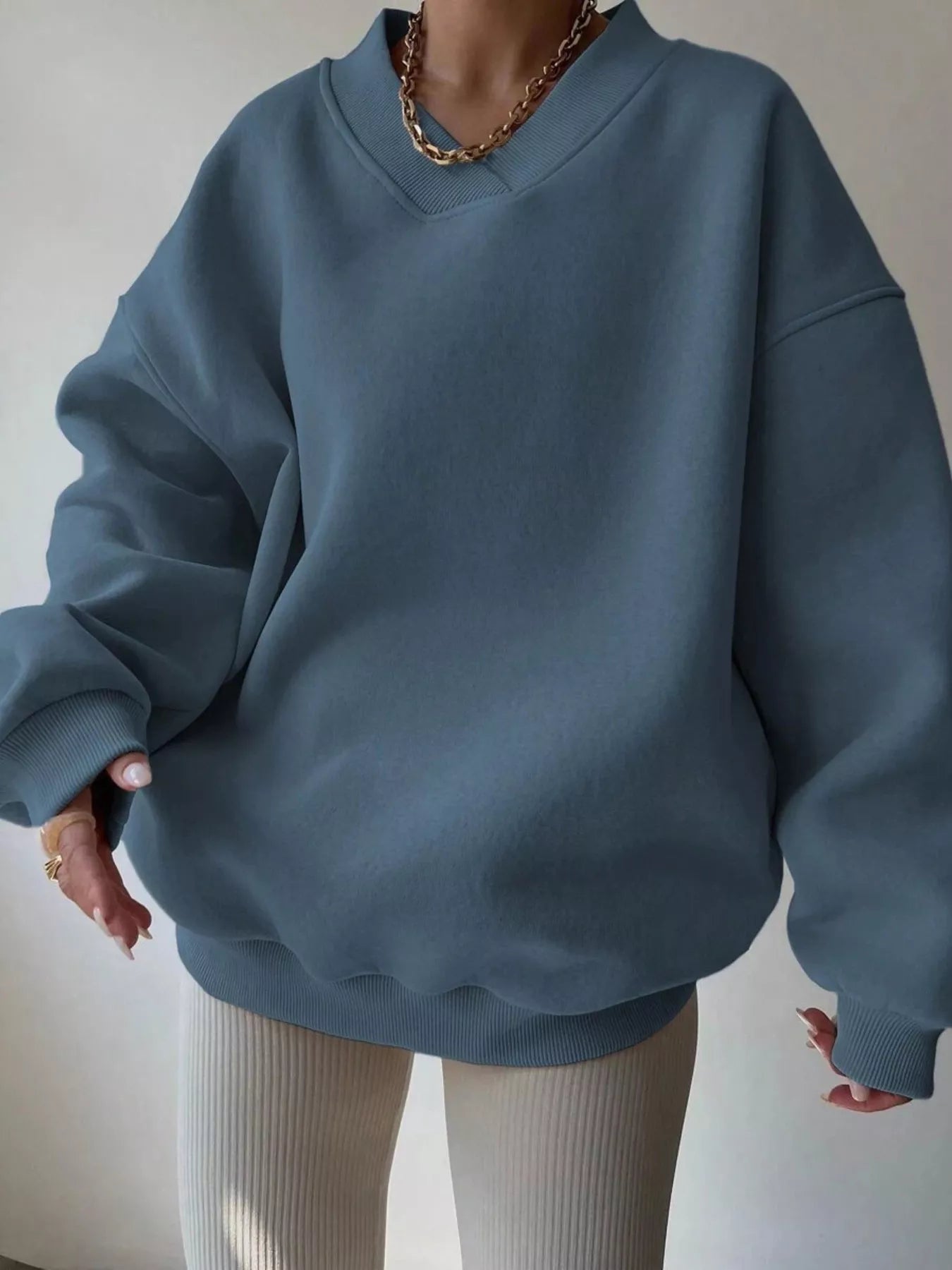 Dropped Shoulder Long Sleeve Oversized Sweatshirt – Cozy Casual Fit