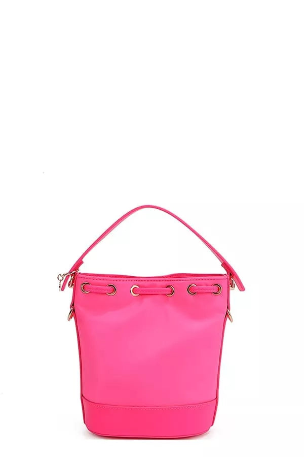 Red Bucket Crossbody Bag with Patches – Playful Street-Style Purse