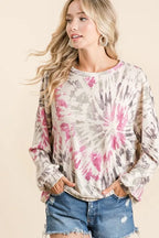 BiBi Tie-Dye Terry Pullover – Vibrant, Cozy & Trendy Casual Wear